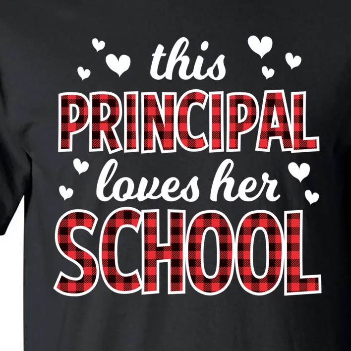 Buffalo Plaid Valentines Day For Teacher School Principal Tall T-Shirt