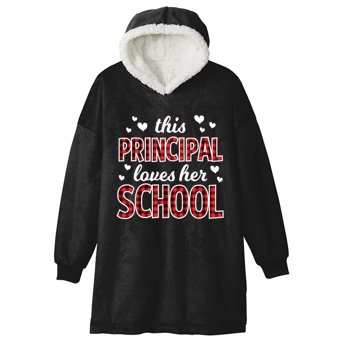 Buffalo Plaid Valentines Day For Teacher School Principal Hooded Wearable Blanket