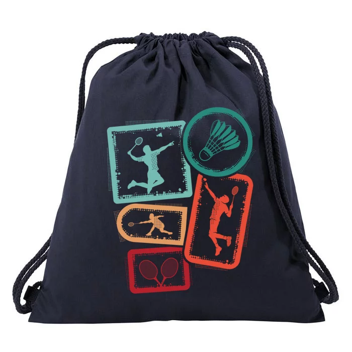 Badminton Player Vintage Badminton Meaningful Gift Drawstring Bag