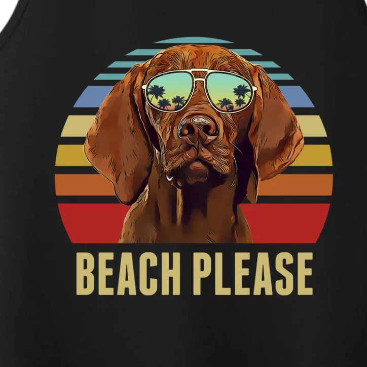 Beach Please Vizsla Dog Funny Summer Cool Gift Performance Tank