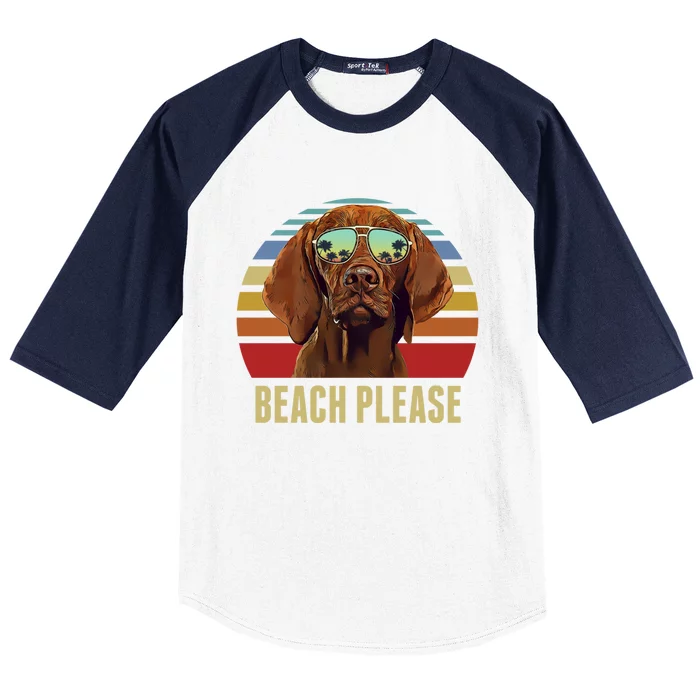 Beach Please Vizsla Dog Funny Summer Cool Gift Baseball Sleeve Shirt