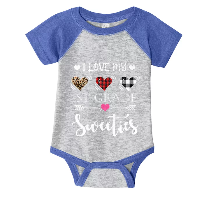 Buffalo Plaid Valentines Day 1st Grade Teacher Gift Infant Baby Jersey Bodysuit