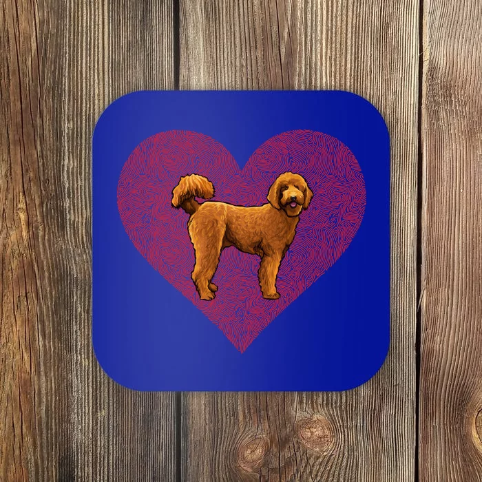 Brown Poodle Valentines Day Dog Love Fingerprint Gift Coaster