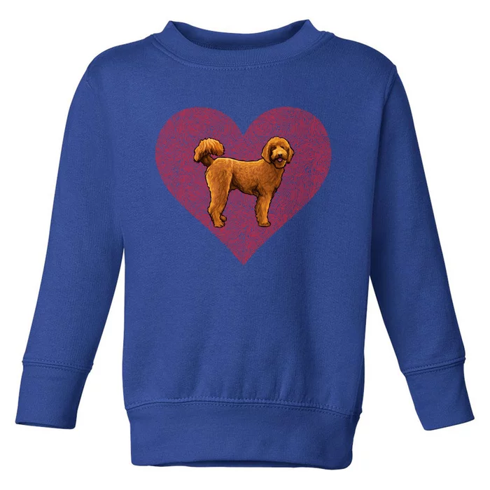 Brown Poodle Valentines Day Dog Love Fingerprint Gift Toddler Sweatshirt