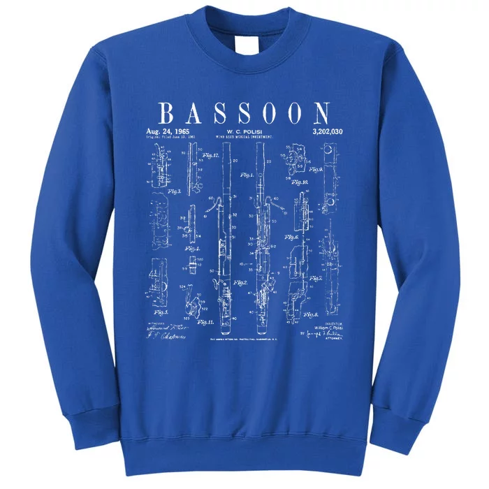 Bassoon Player Vintage Patent Bassoonist Drawing Print Sweatshirt