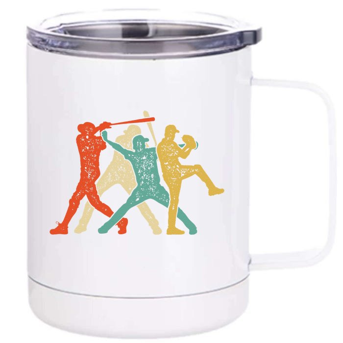 Baseball player Vintage Catcher Pitcher Batter Front & Back 12oz Stainless Steel Tumbler Cup