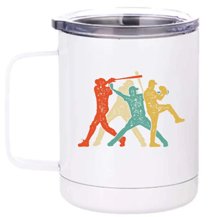 Baseball player Vintage Catcher Pitcher Batter Front & Back 12oz Stainless Steel Tumbler Cup