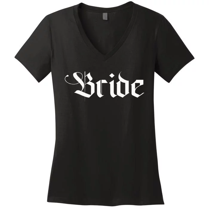 Bachelorette Party Wedding Honeymoon New Goth Bride Women's V-Neck T-Shirt