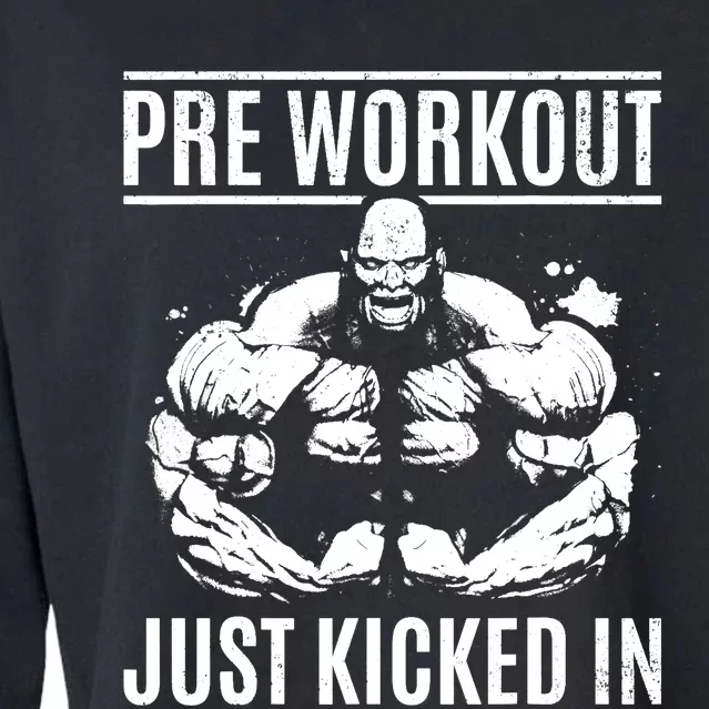 Bodybuilding Pre Workout Just Kicked In - Gym Bodybuilder Cropped Pullover Crew