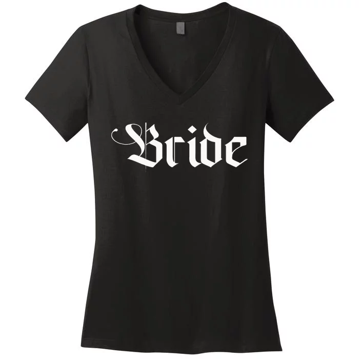 Bachelorette Party Wedding Honeymoon New Goth Bride Women's V-Neck T-Shirt