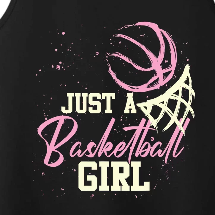 Basketball Player Women Just A Basketball Girl Basketball Performance Tank