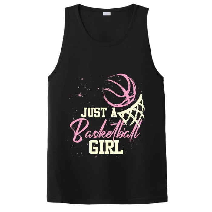 Basketball Player Women Just A Basketball Girl Basketball Performance Tank