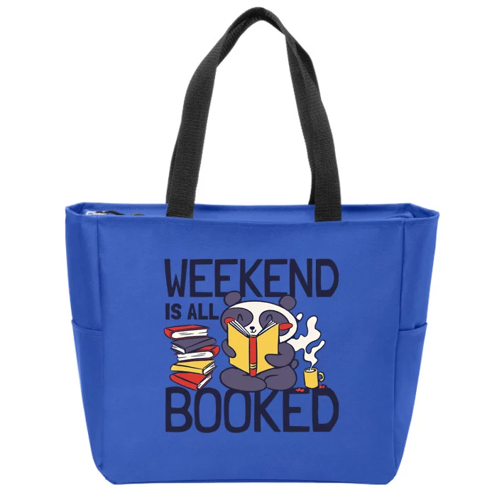 BookLover Panda Weekend Is All Booked Bookworm Funny Gift Zip Tote Bag