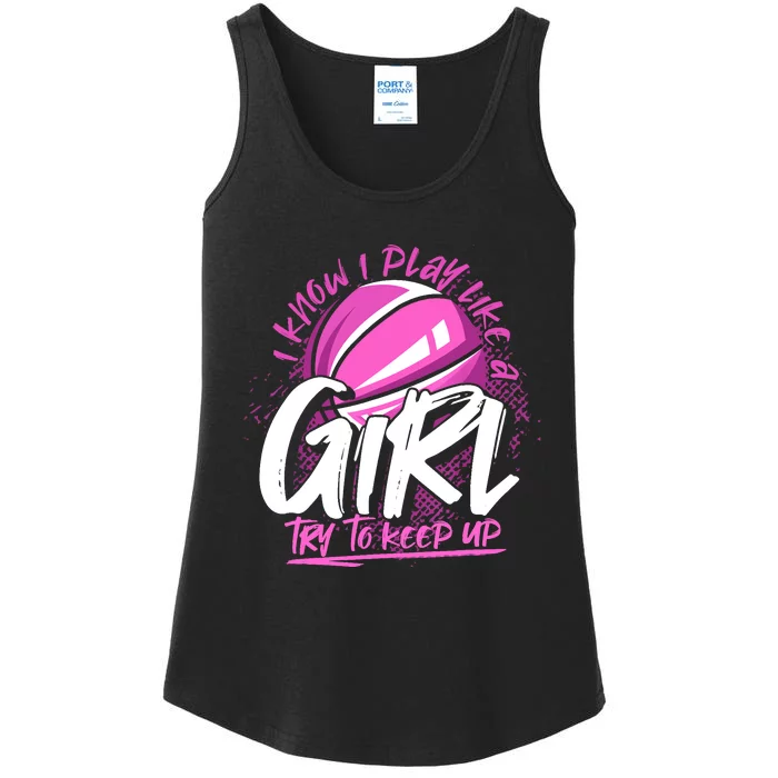 Basketball Player Wo Girl Sport Funny Basketball Ladies Essential Tank