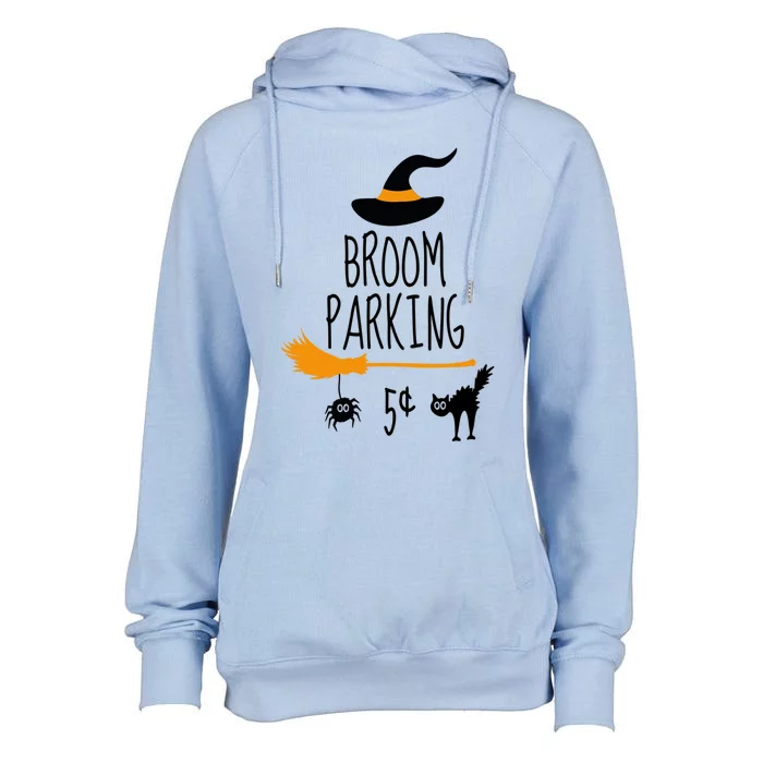 Broom Parking Witch Halloween Teacher Mom Wife Cat Great Gift Womens Funnel Neck Pullover Hood