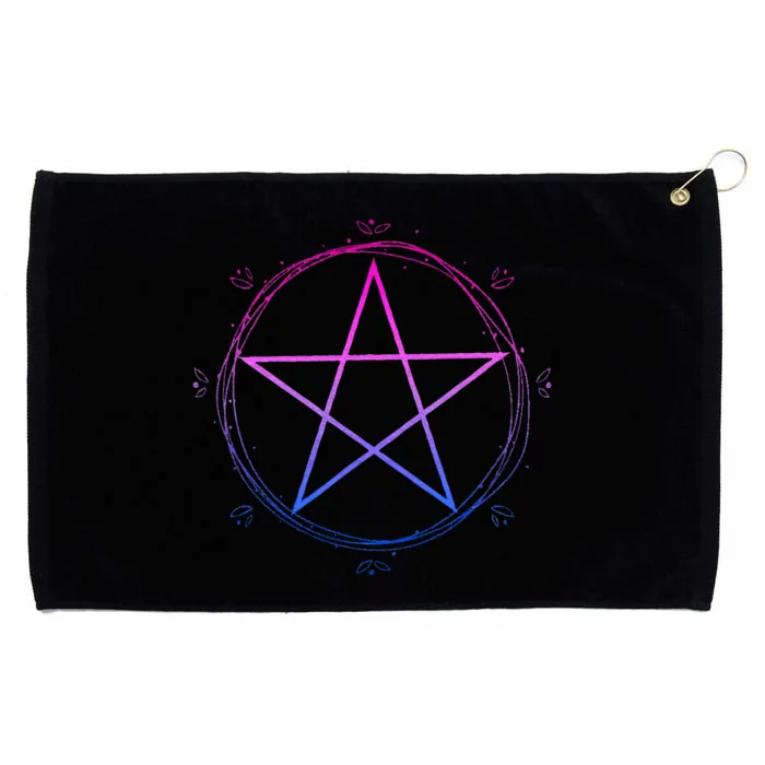 Bisexual Pentagram Wiccan Pagan Bi Pride Flag Boho Floral Grommeted Golf Towel