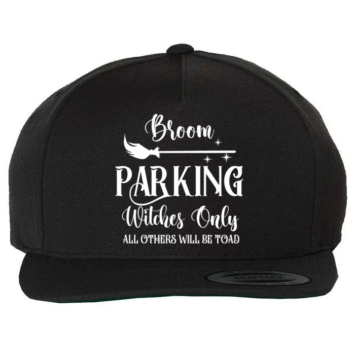 Broom Parking Witches Only Spooky Halloween Novelty Item Gift Wool Snapback Cap