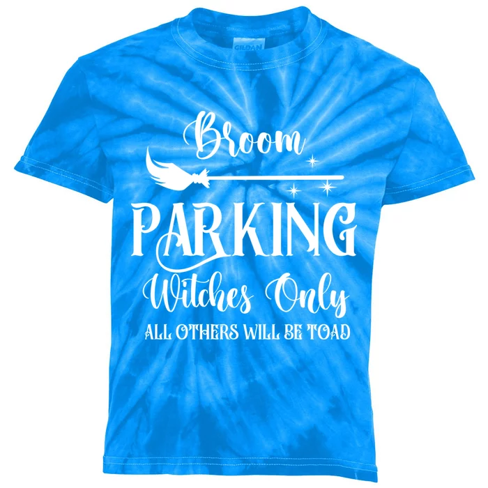 Broom Parking Witches Only Spooky Halloween Novelty Item Gift Kids Tie-Dye T-Shirt