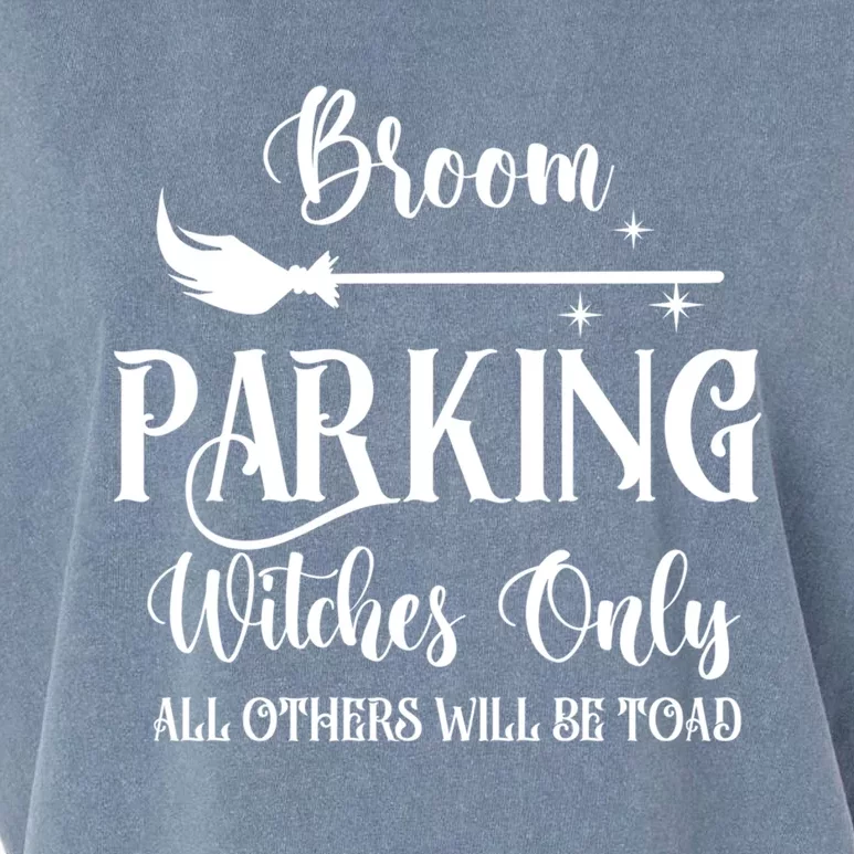 Broom Parking Witches Only Spooky Halloween Novelty Item Gift Garment-Dyed Women's Muscle Tee