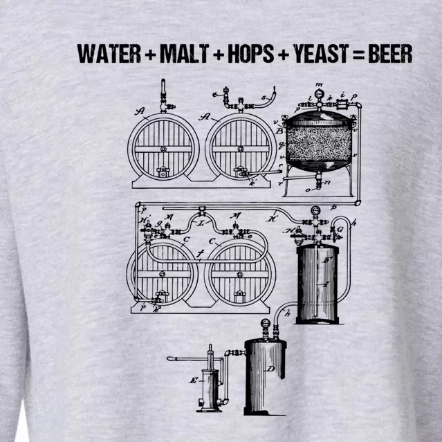 Beer Production Water Malt Hops Yeast Equals Craft Beer Cute Gift Cropped Pullover Crew