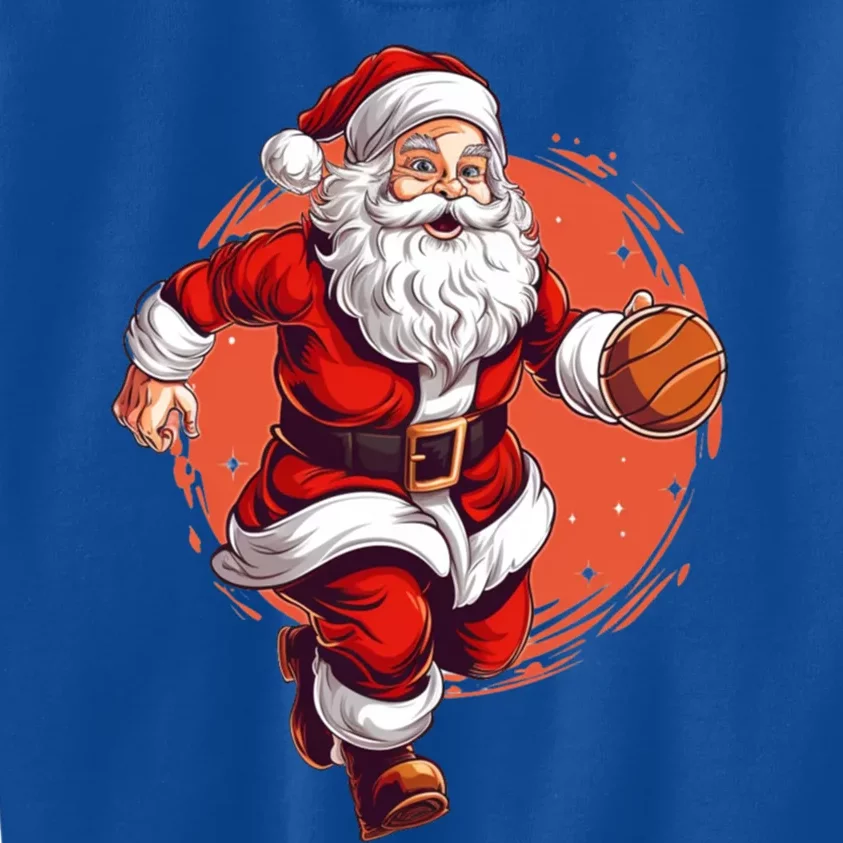 Basketball Player Xmas Santa Playing Basketball Christmas Gift Kids Sweatshirt