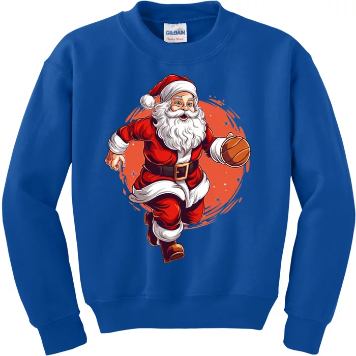 Basketball Player Xmas Santa Playing Basketball Christmas Gift Kids Sweatshirt