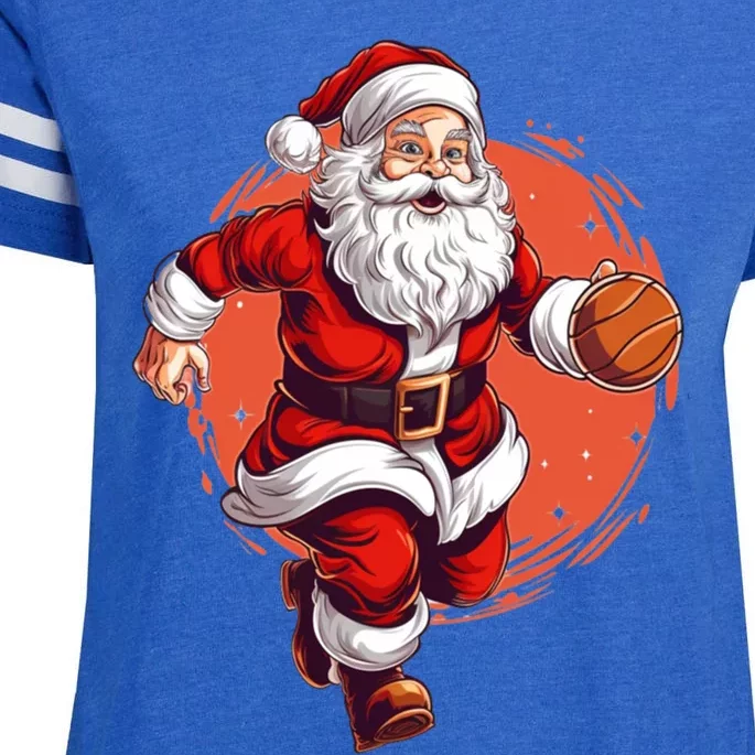 Basketball Player Xmas Santa Playing Basketball Christmas Gift Enza Ladies Jersey Football T-Shirt