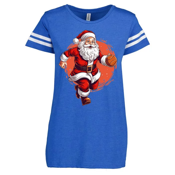 Basketball Player Xmas Santa Playing Basketball Christmas Gift Enza Ladies Jersey Football T-Shirt