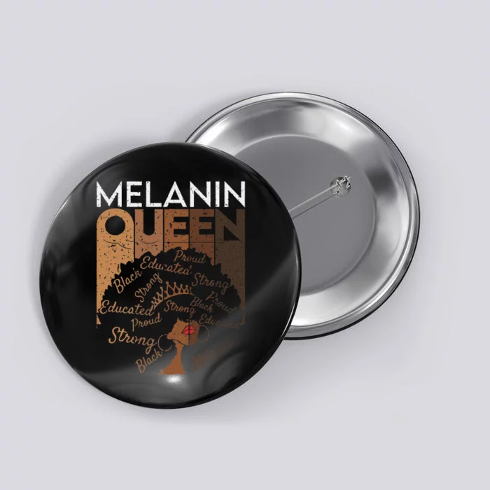 Black Queen Afro Melanin Dripping Art Black History Button