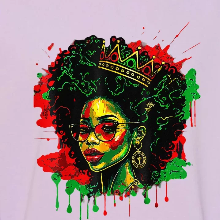 Black Queen Afro Melanin Dripping Art Black History Month Garment-Dyed Sweatshirt