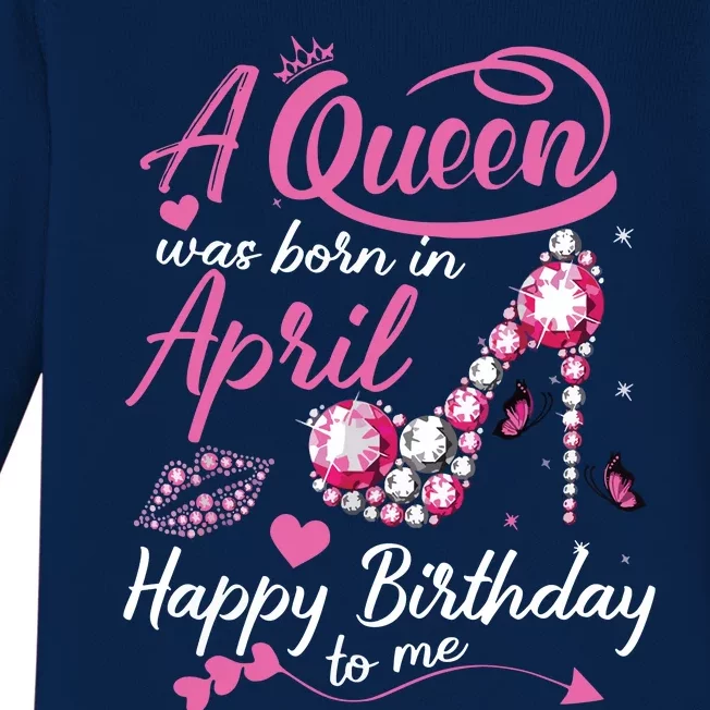 Black Queens Are Born In April Women Birthday Gift Baby Long Sleeve Bodysuit