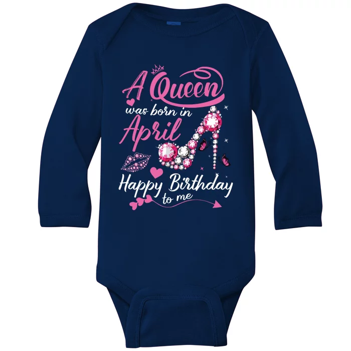 Black Queens Are Born In April Women Birthday Gift Baby Long Sleeve Bodysuit