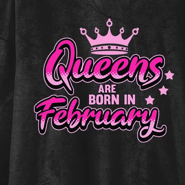 Birthday Queens Are Born In February Black Wo Hooded Wearable Blanket