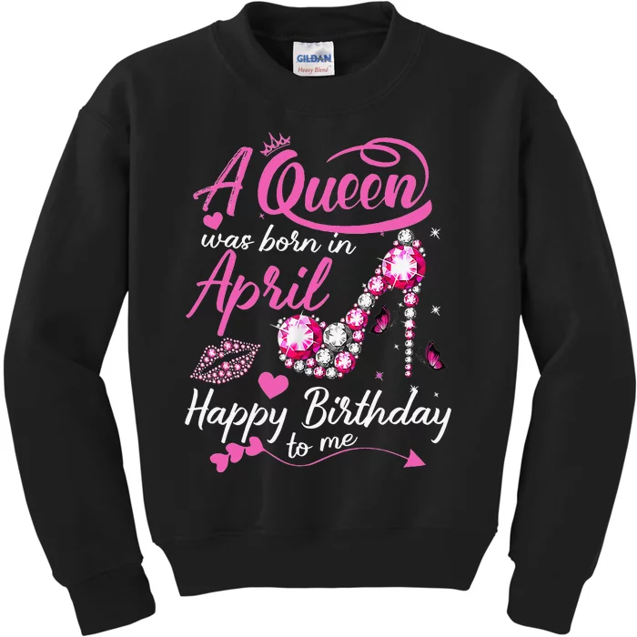 Black Queens are Born in April Wo Birthday Gift Kids Sweatshirt