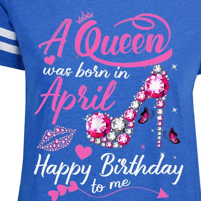 Black Queens are Born in April Wo Birthday Gift Enza Ladies Jersey Football T-Shirt