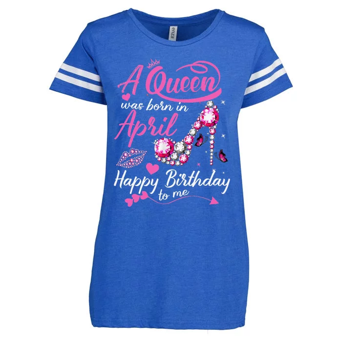 Black Queens are Born in April Wo Birthday Gift Enza Ladies Jersey Football T-Shirt