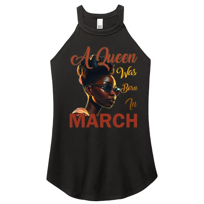 Black Queens are Born in March Birthday Gifts Wo Women’s Perfect Tri Rocker Tank