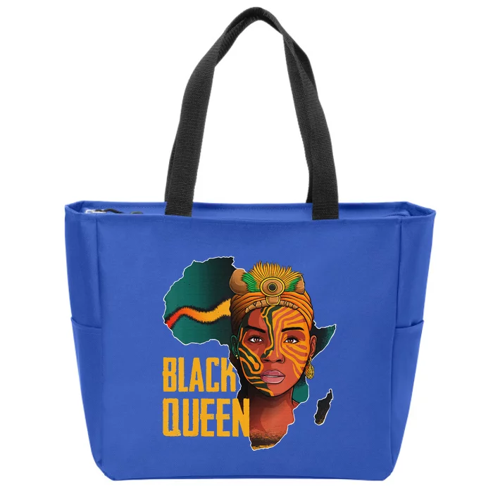 Black Queen Afro Melanin African Women Black History Zip Tote Bag