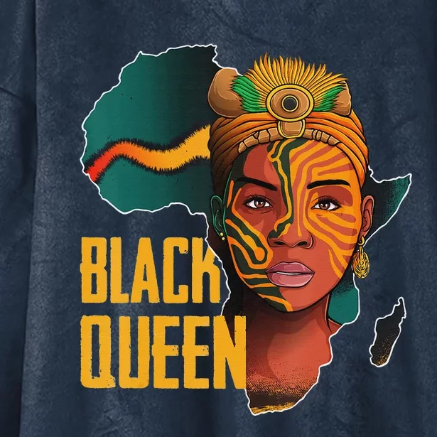 Black Queen Afro Melanin African Women Black History Hooded Wearable Blanket