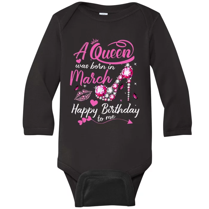 Black Queens are Born in March Wo Birthday Gift Baby Long Sleeve Bodysuit