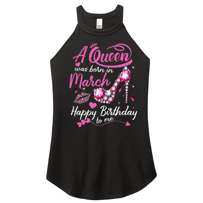 Black Queens are Born in March Wo Birthday Gift Women’s Perfect Tri Rocker Tank