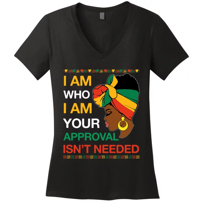 Black Queen African American Juneteenth Black History Month Women's V-Neck T-Shirt