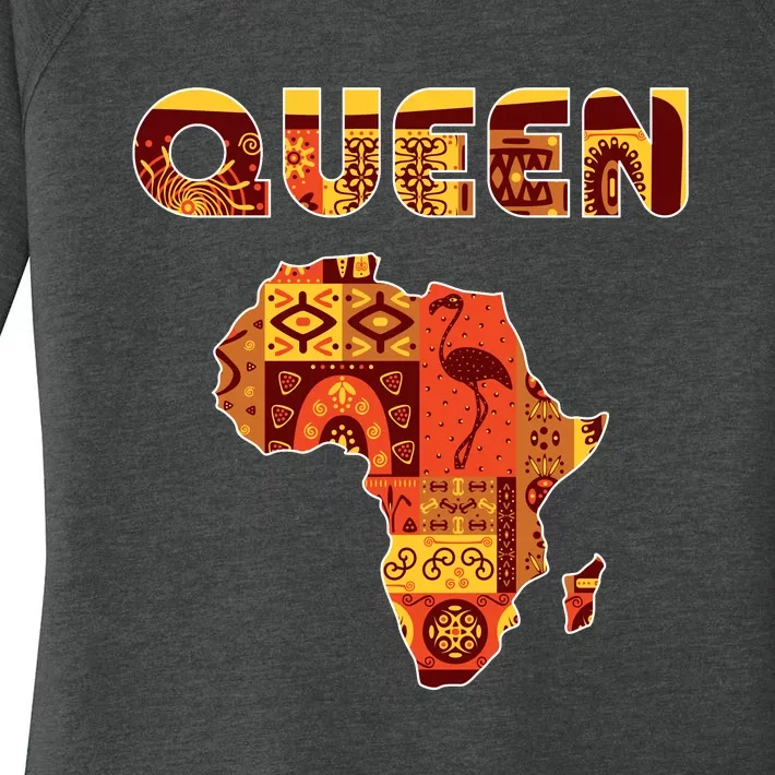 Black Queen African Art Pattern Africa Map Black Pride Couple Matching Women's Perfect Tri Tunic Long Sleeve Shirt