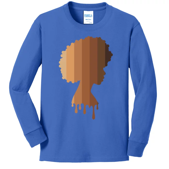 Black Queen Afro Dripping Melanin Junenth Black History Gift Kids Long Sleeve Shirt