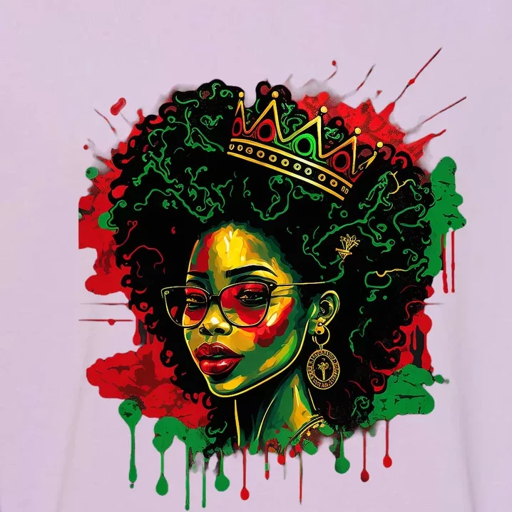 Black Queen Afro Melanin Woman Dripping Art Black History Garment-Dyed Sweatshirt