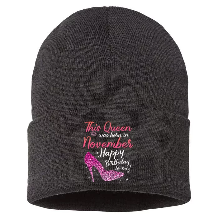 Black Queens Are Born In November Birthday Sustainable Knit Beanie