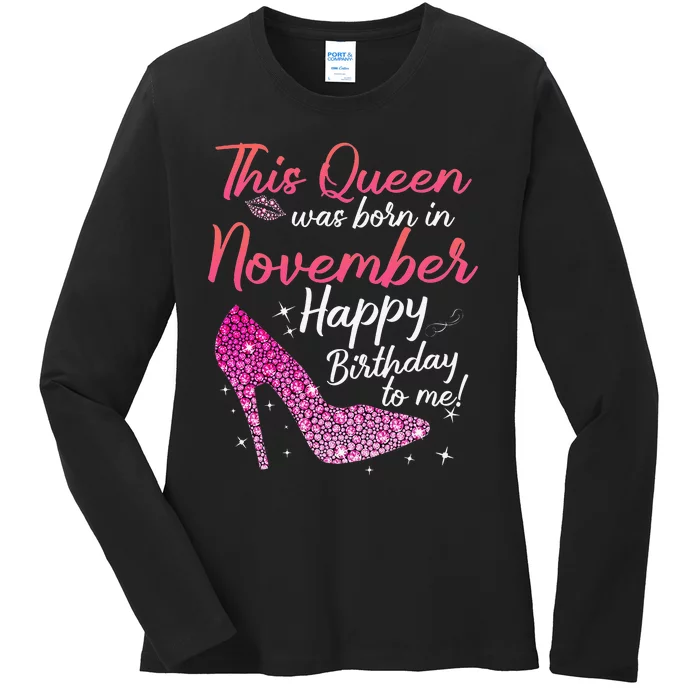 Black Queens Are Born In November Birthday Ladies Long Sleeve Shirt