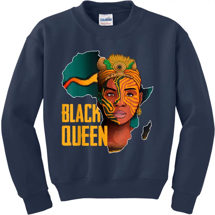 Black Queen Afro Melanin African Women Black History Kids Sweatshirt