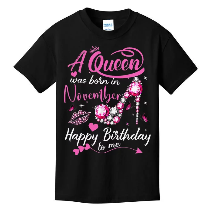 Black Queens Are Born In November Birthday Kids T-Shirt