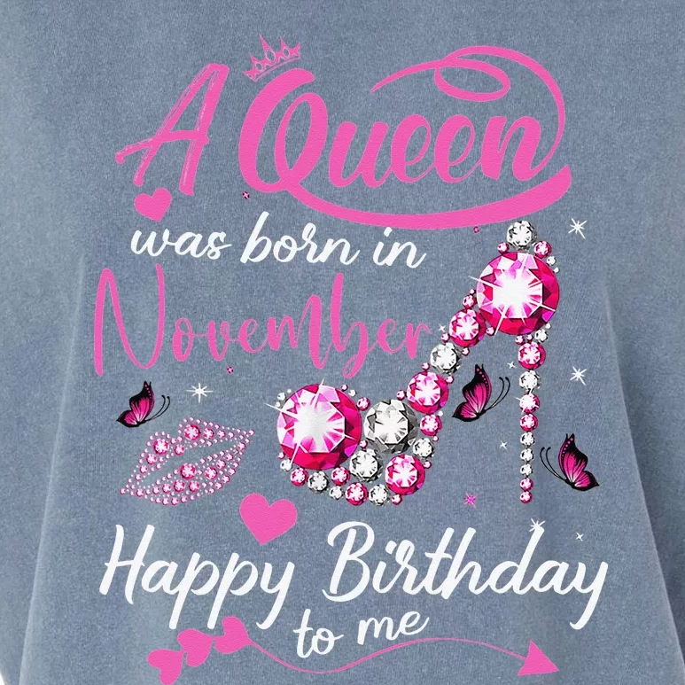 Black Queens Are Born In November Birthday Garment-Dyed Women's Muscle Tee